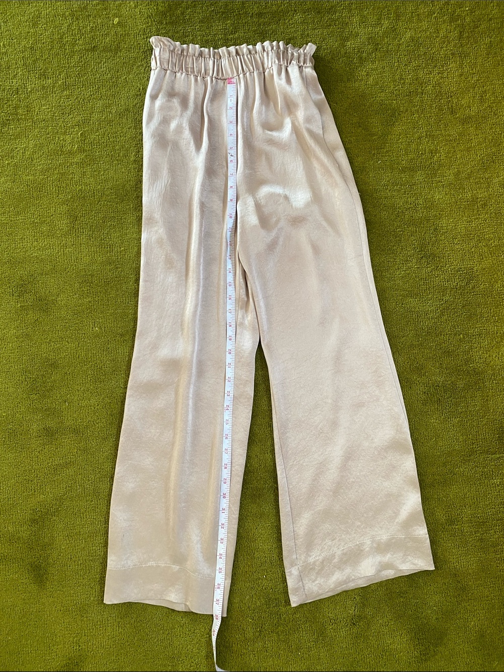 Nanushka Champagne Satin Elastic Waist Pants